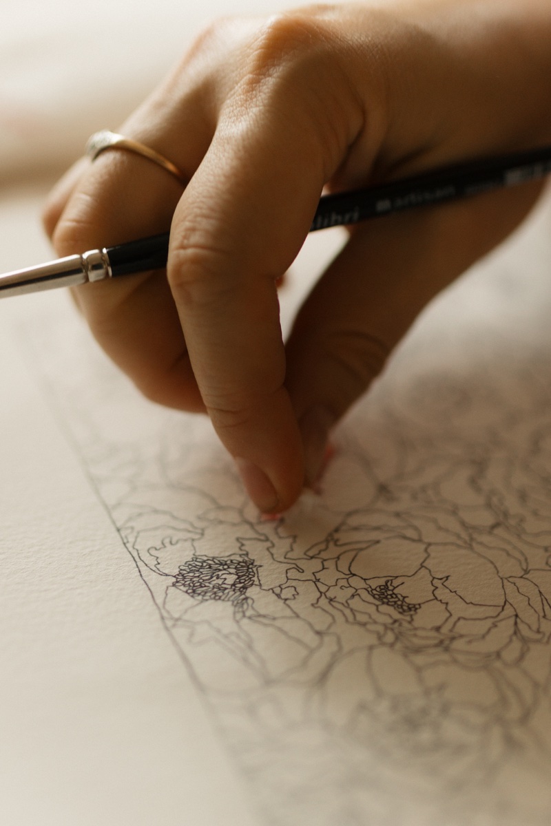 Szkic ołówkiem przed akwarelą